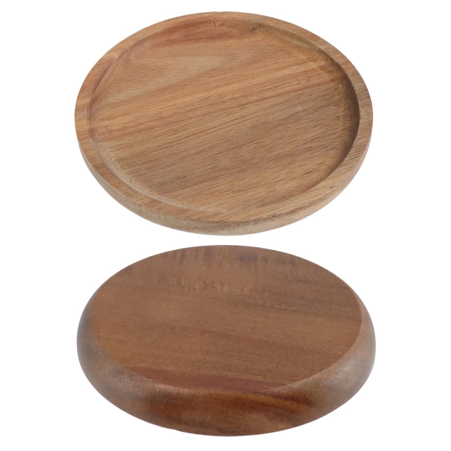 UTALIND Wood Candle Holder Farmhouse Decor, Wooden Pillar Candles Decorative Tray for Pillar Floating Candles Round Wooden Plate Pedestal Stand for Coffee Table Christmas Decor,2Pcs(Brown)