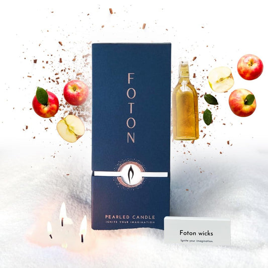 Foton Pearled Candle 18 Oz - Snowy Cider Non Toxic Luxury Long Lasting Powder Wax Sand Candles up to 120 Hours - Refillable Pearl Candle Sand with 30 Wicks
