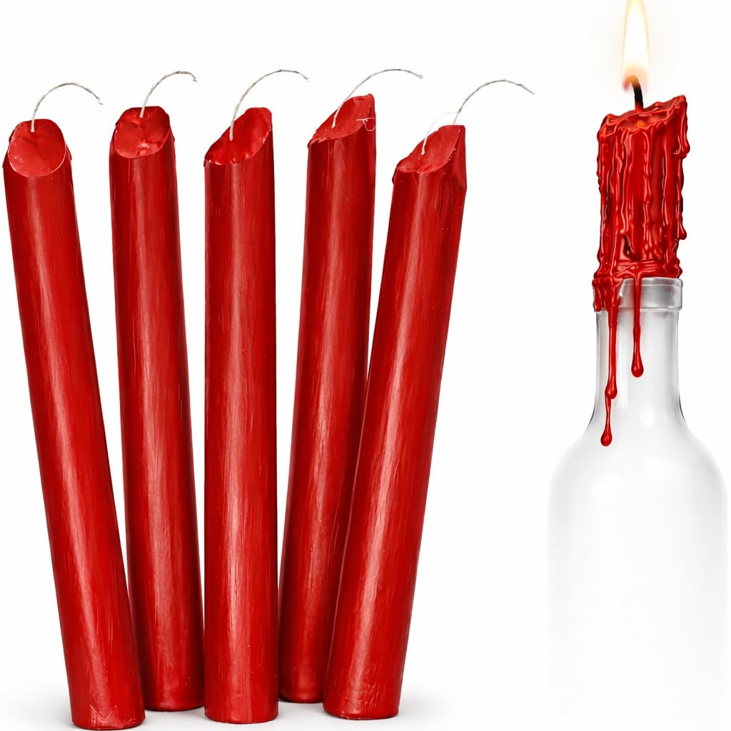 Funny Guy Mugs - Red Drip Candles 6 Pack – Unscented Wax Candle Sticks for Weddings, Parties, Gothic & Halloween Decor – 6.5″ Tall Slow Drip Candles for Wine Bottles & Events