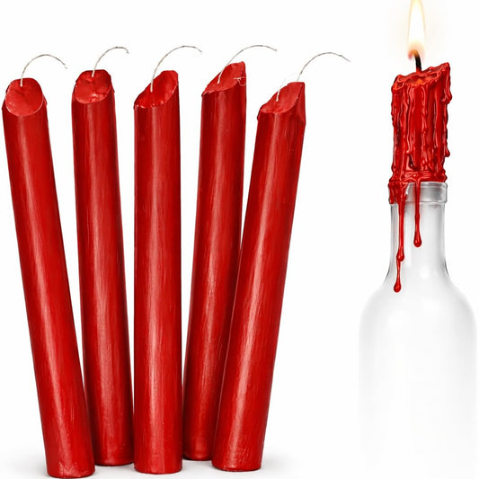 Funny Guy Mugs - Red Drip Candles 6 Pack – Unscented Wax Candle Sticks for Weddings, Parties, Gothic & Halloween Decor – 6.5″ Tall Slow Drip Candles for Wine Bottles & Events