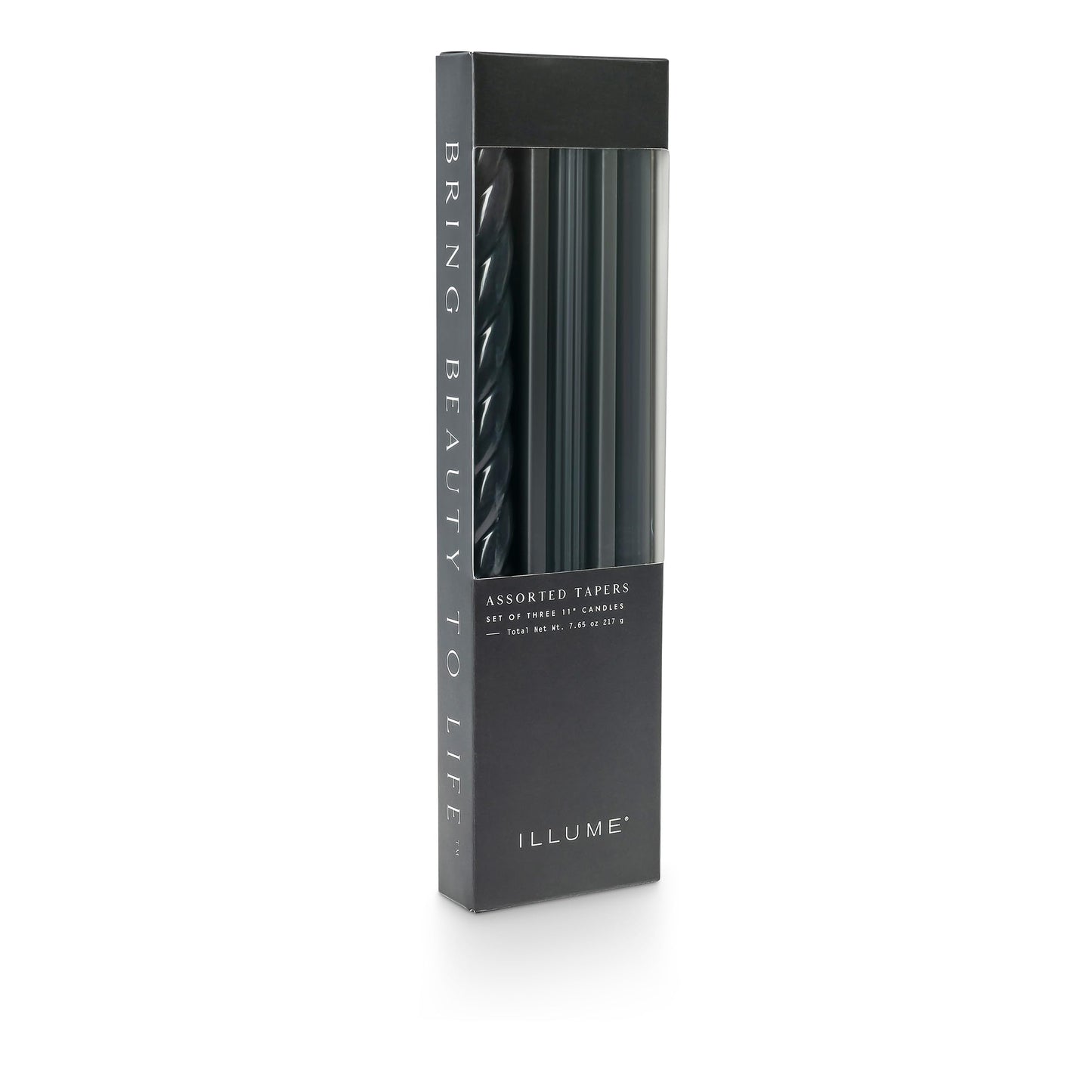 Illume Beautifully Done Unscented Assorted Candle Tapers 3-Pack, Black