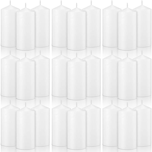 MTLEE 20 Pack White Pillar Candles Bulk, 2.7 x 5.1 Inches 50 Hour Long Burning Dripless Unscented Smokeless Wax Pillar Candles Set for Wedding Birthday Parties Dinner Church Home Emergency