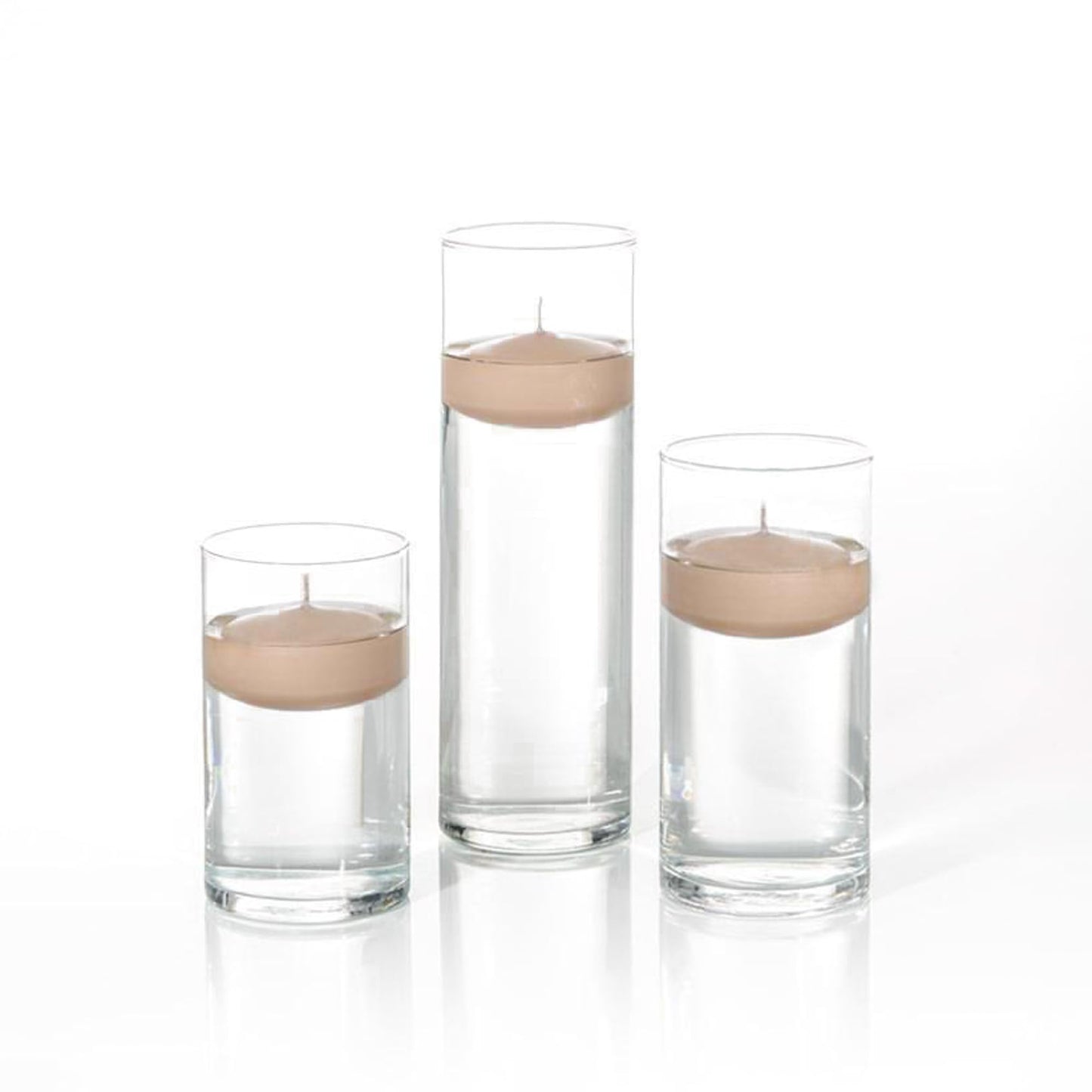 yummi Set of 18 Floating Candles and Cylinder Vases - Sandstone