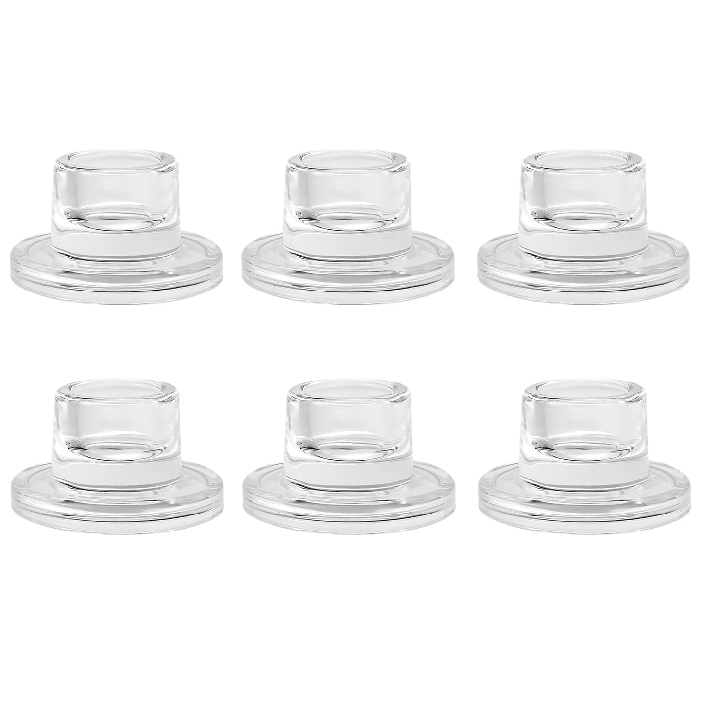 ZQXJWF Clear Glass Taper Candle Holders Set, Round Base Design, Elegant Dining Table Decor, for Table Centerpiece Wedding Party Advent Christmas Home Decorations (6, Clear)