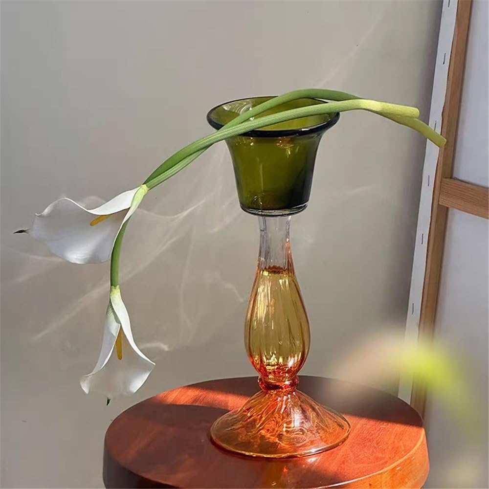 Candle holders Second hand transparent single head candle holder made of high quality glass, green decorative aromatherapy candle holder Decorative candle holder
