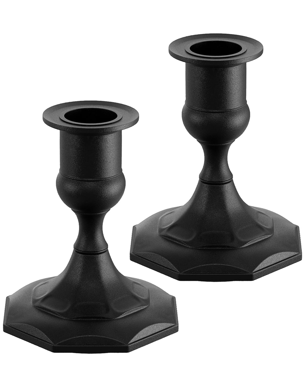 Viuieyid Matte Black Candle Holders Set of 2, Metal Candlestick Holders for Weddings, Dining, Housewarming Taper Candle Holders as Table or Mantel Centerpiece Christmas Candle Stick Holder Decor