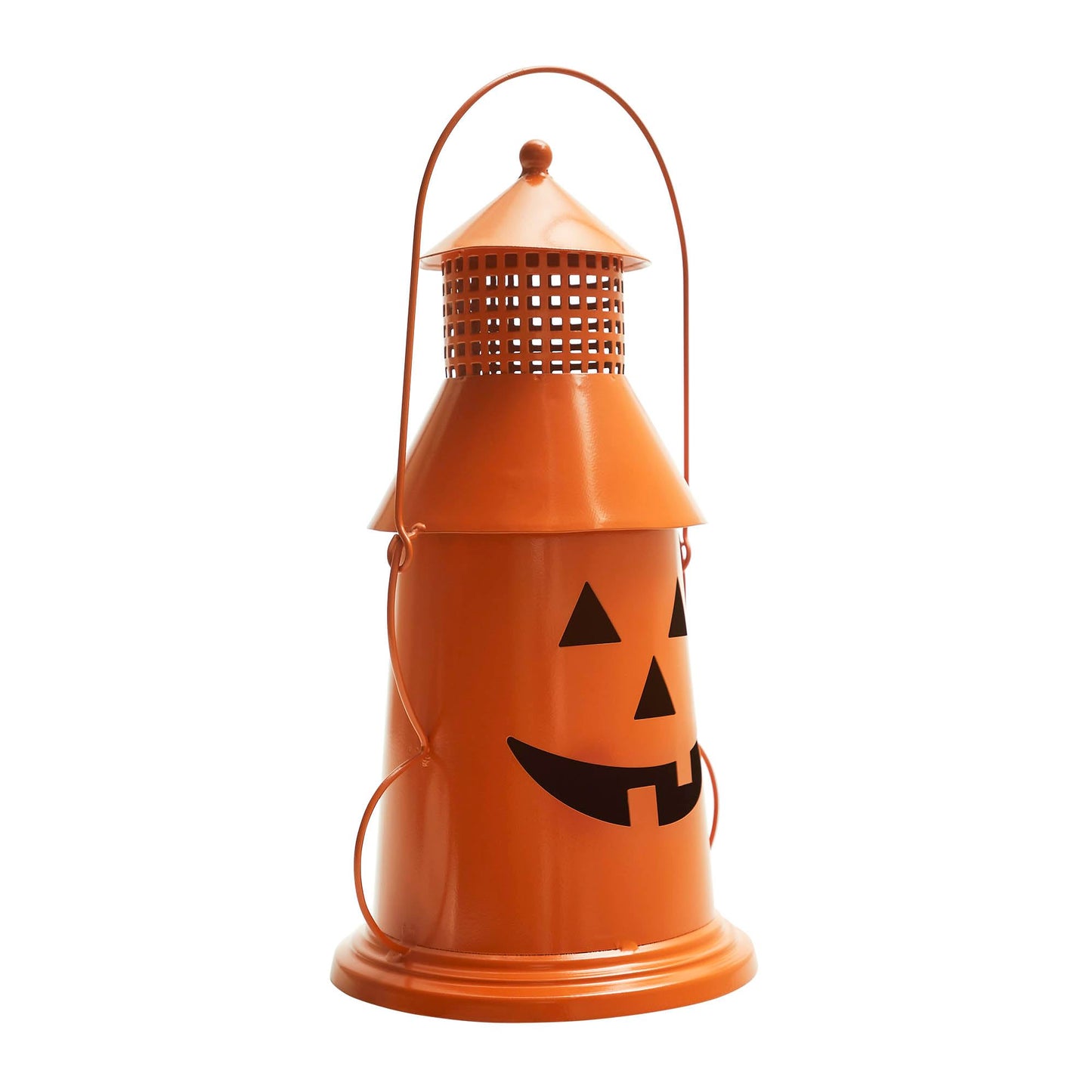 VHC Brands Metal Tealight Holder Halloween Lantern Orange 12x8x6, Kitchen Dining Table Candle Holder, Pumpkin Decor for Fall and Halloween