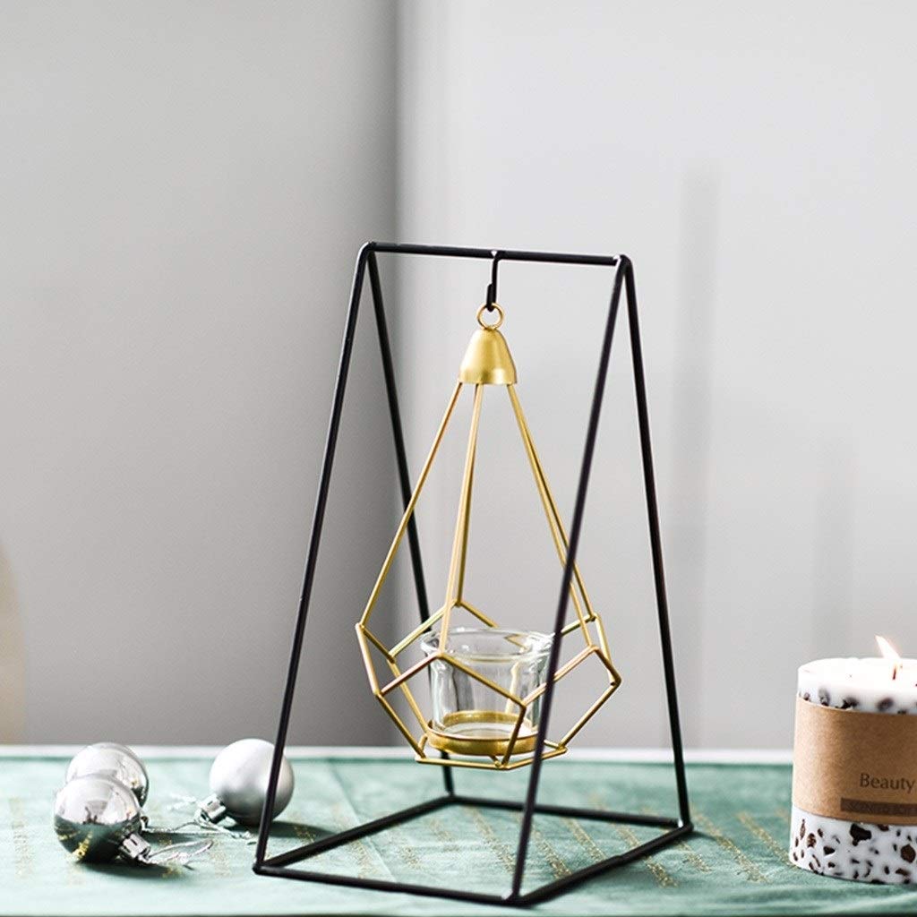 XILIN-1987 Candle Holderss Metal Candlestick Home Decoration Fashion Hollow Iron Candlestick Living Room Decoration Decorative Candlestick (Size : B)