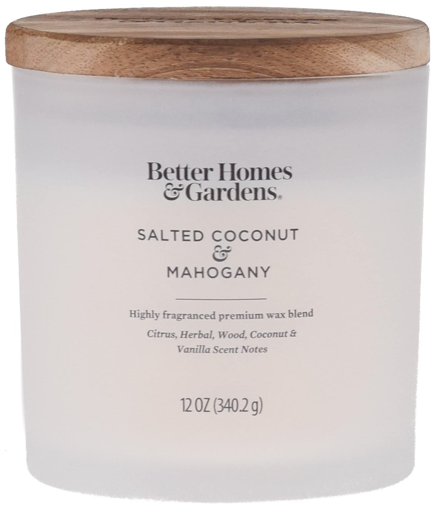 BetterHomes&Gardens 12oz Scented Candle, Salted Coconut & Mahogany 2-Pack, Cream, 35524