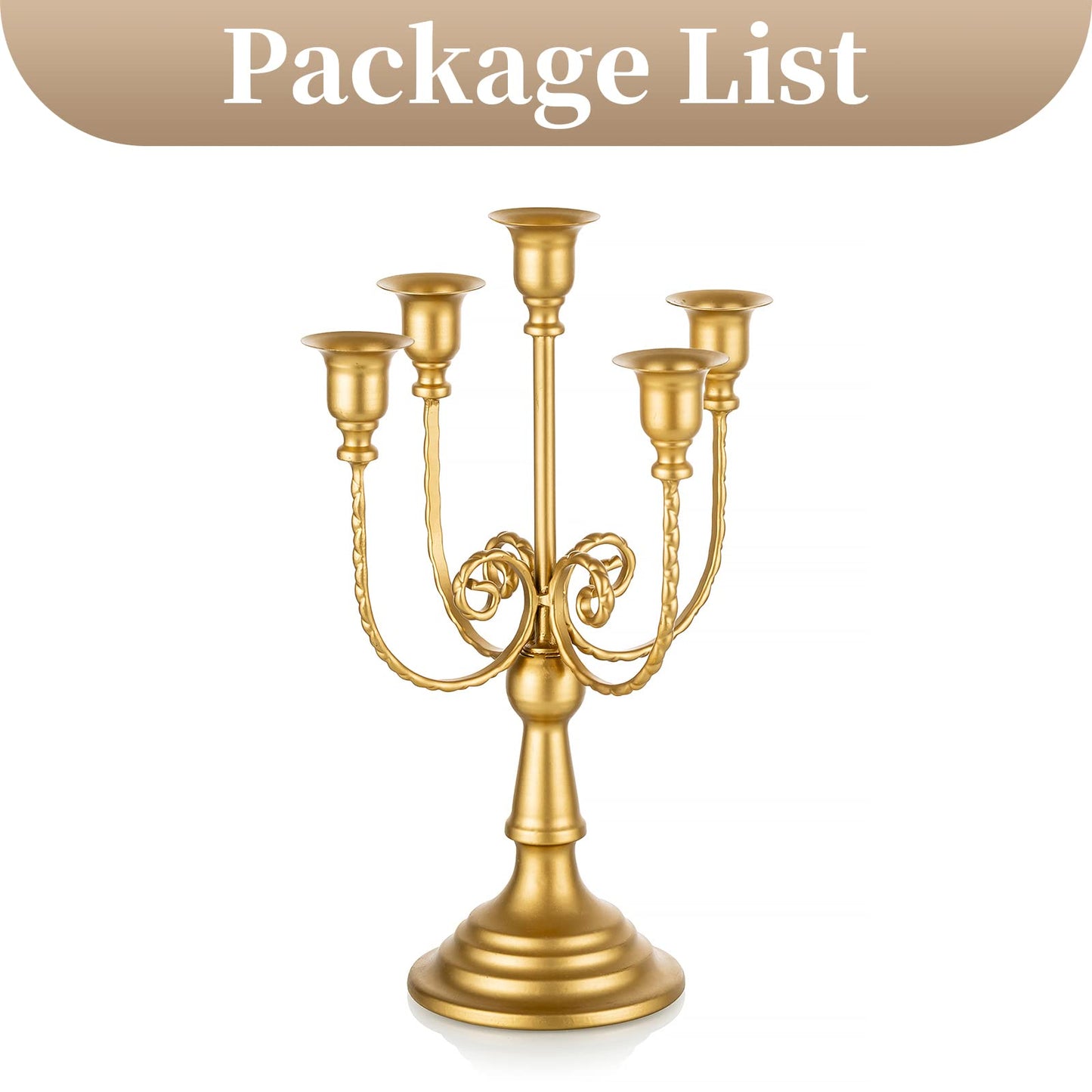 Sziqiqi Gold Candlestick Holder Candelabra - Taper Candle Holders for Wedding Centerpiece 5-Arms Candle Stick Stands for Candlelight Dinner Table Christmas Mantel Festivals
