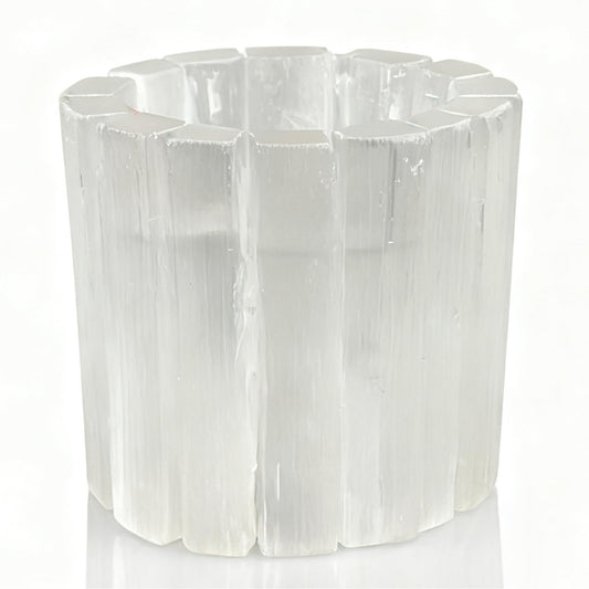 Selenite Tea Light Holder, Natural Selenite Crystal Candle Holders with Different Shapes, for Home Decor, Meditation, Yoga, Reiki, Gifts (Round Regular Cup)