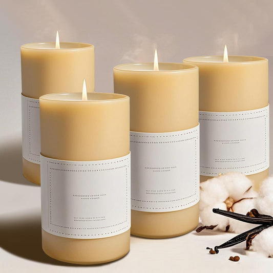 Natural Beeswax Candles Lavender/Sandalwood/Vanilla Sky Scented, 140H Burn Time,Prayer Home Decor, Eco-Friendly Gifts for Relaxation & Aromatherapy (4Pack, Sandalwood)