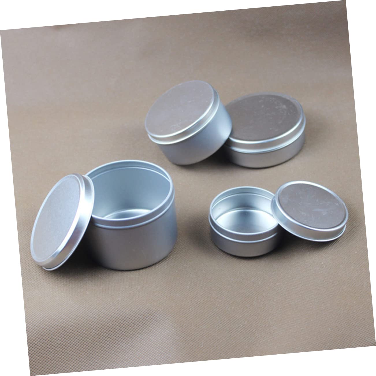 LALAFINA 4pcs Handmade Candle Iron Tins Silver Scented Candle Making Containers for Home Crafts for Candy and Wedding Favor Boxes