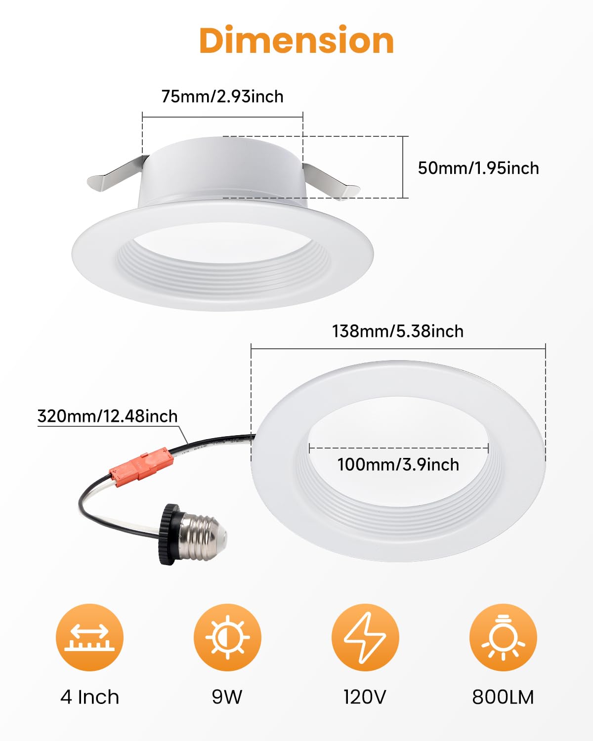 Wembanma 4-Inch LED Recessed Lights, Dimmable, Selectable CCT 2700K-6000K, 800LM, Oil-Rubbed Bronze,