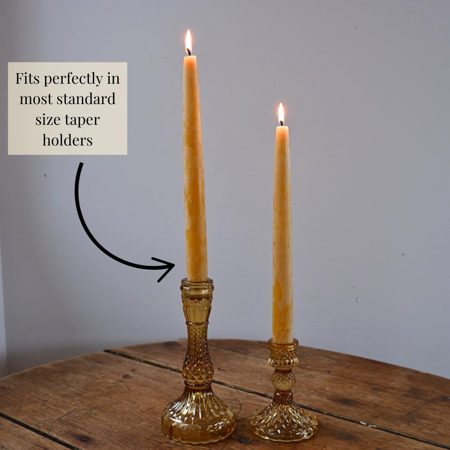 Candlestock Beeswax Taper Candles – Standard 7/8" Diameter, Pure 100% Natural USA Beeswax, Cotton Wick, Dripless, Long-Burning, Handmade in Woodstock, NY- 12 Inches - 1 Pair (2 Candles) - Natural