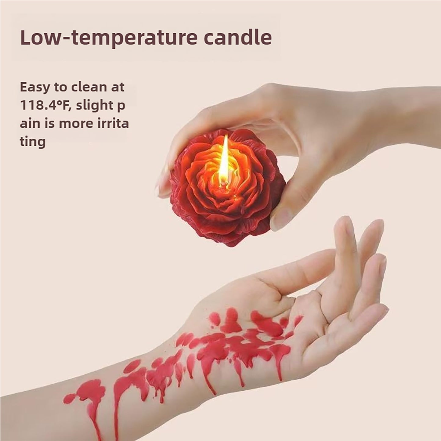 Cooary 4 Pcs Low Temperature Candles Wine Red Red Pink White Peony Flower Shaped Scented Adult Low Heat Body Safe Wax Play