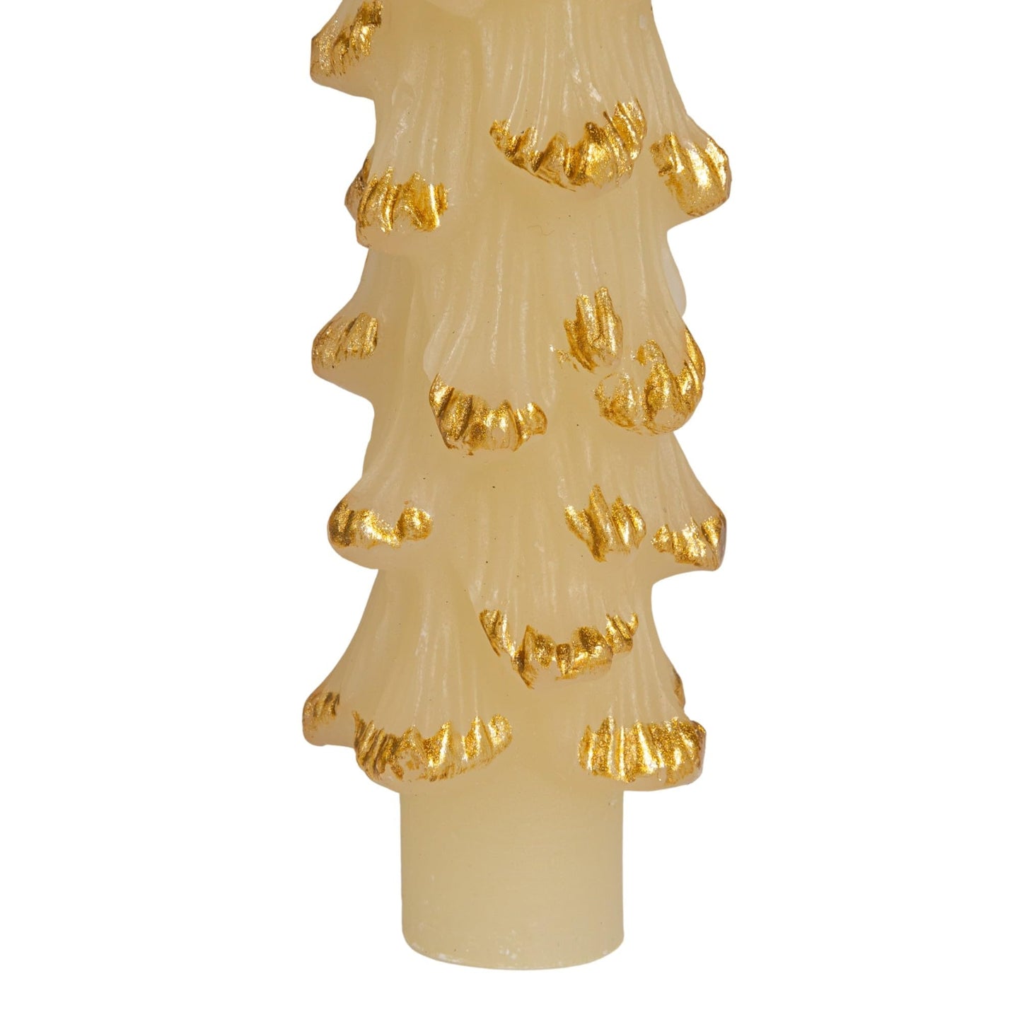 Creative Co-Op Golden-Tipped Elegance Tree Shaped Taper Candles, Eggnog Color, Set of 2