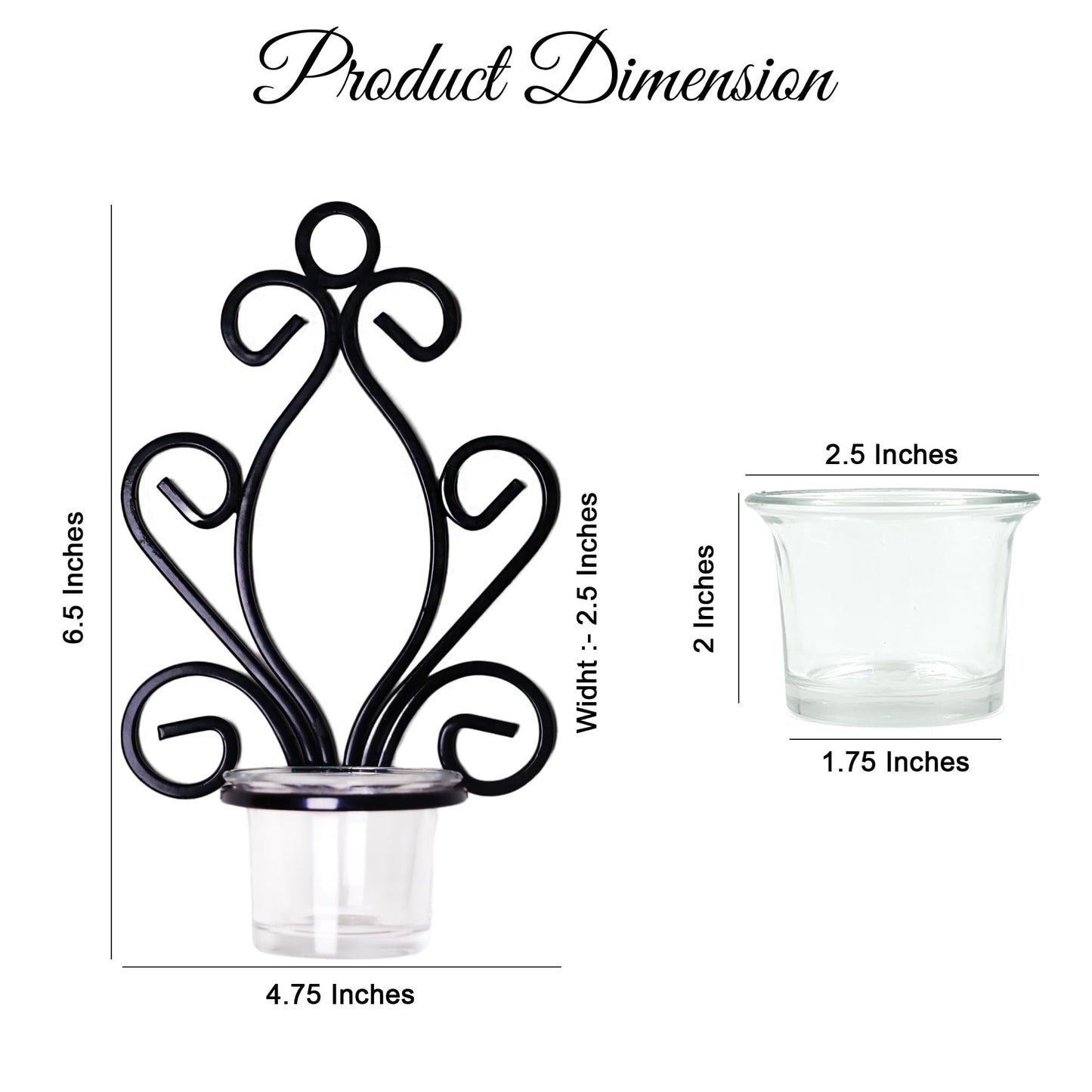 Hosley Iron Angel Wall Sconce Set - 7.68" Tea Light Candle Holders Pair of Decorative Iron Sconces for Home Decor Angel Wing Design Set of 2