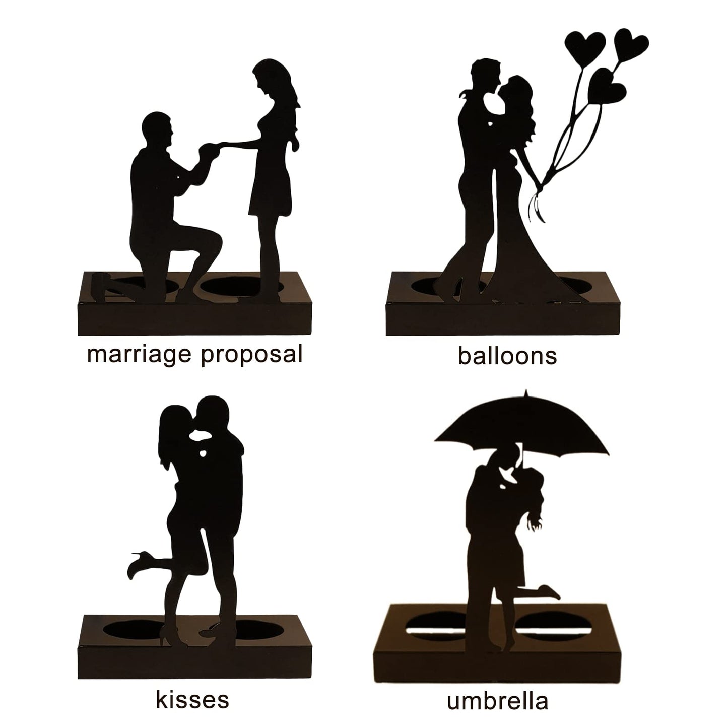 Handcrafted Iron Sculpture Candlestick Ornament, Romantic Couple Statue For Anniversaries, Decorative Modern Sculptures, Wedding Decoration Anniversary Ornament Figurine for Couples Valentine (A)