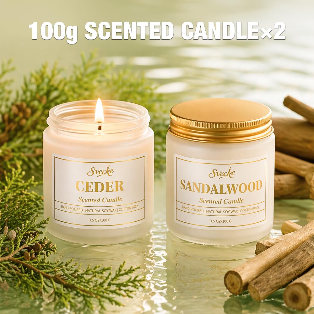 SVECKE Scented Candles Set, 7 oz 2 Pack Soy Wax Jar Candles, Home Aromatherapy Candle Gift Set for Women Men, Candle Gifts for Birthday Housewarming New Home