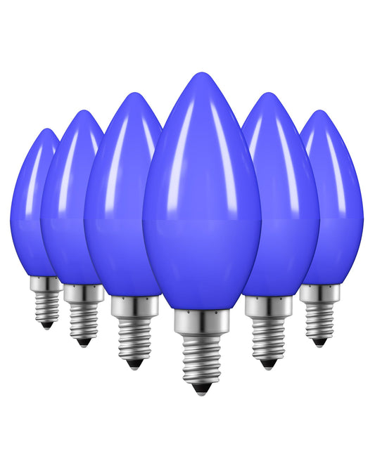EDISHINE C35 Blue Dimmable LED Light Bulbs, E12 Candelabra, 60W Equivalent, Vintage Decorative Lighting, 6 Pack