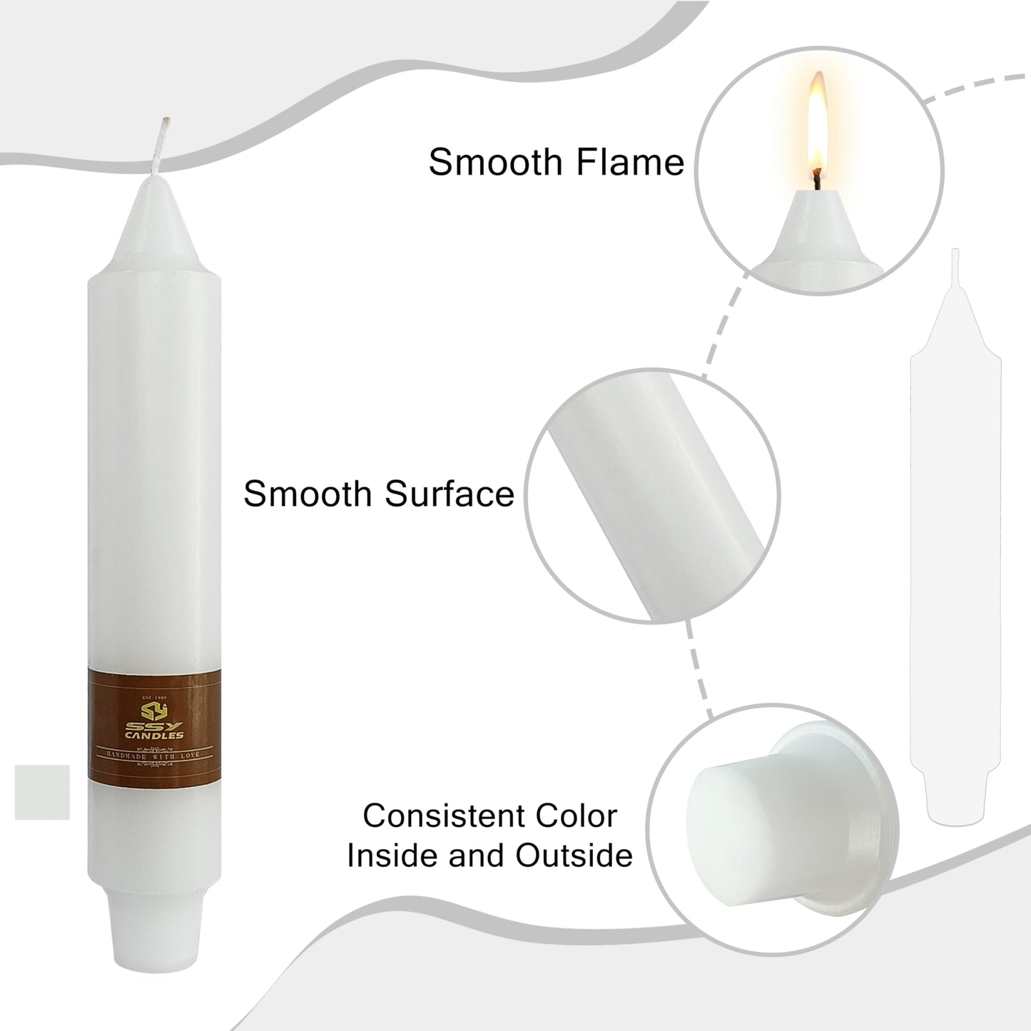 White Wedding Candles Unscented Tapered Candle 7 inch Short Candle 4 PCS Smokeless Candlesticks Long-Burn for Home Dinner Wedding Party Decoration
