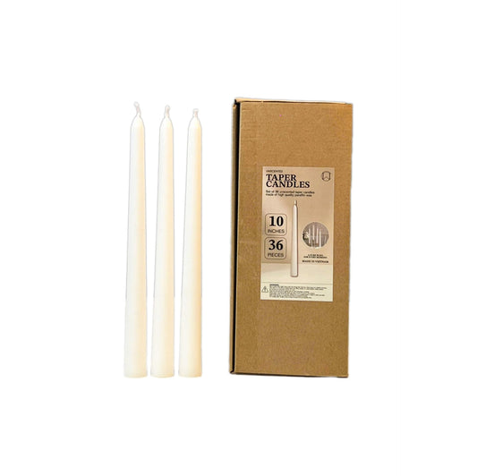 Taper Candles White, 36 Pack 5.5 Inch Unscented Taper Candles – Elegant Vertical Fluted Design, 7-8 Hour Burn, Smokeless & Dripless – Wedding, Dinner, Holiday & Home Décor