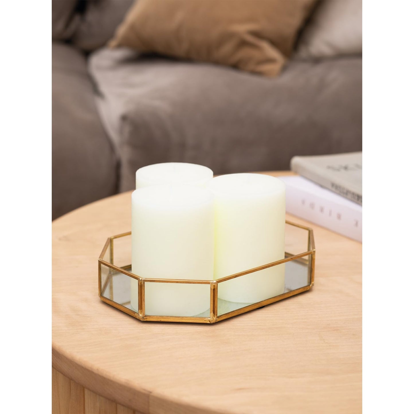 CANDWAX 3x4 inch Pillar Candles Set of 3 – Unscented Dripless Rustic Ivory Candles for Home Decor, Weddings, Table Settings