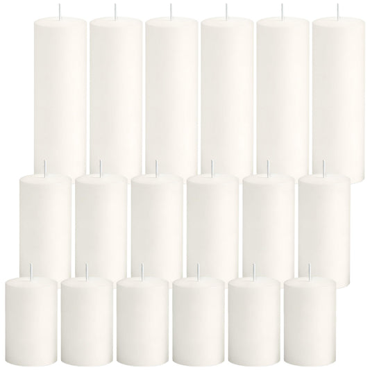 SDBALLBZ 18 Pcs Ivory Pillar Candles Bulk Set, 2x3” 2x4” 2x6” Paraffin Hurricane Candles, Unscented Dripless Smokeless, Long Burning for Party Wedding Events Home Decor