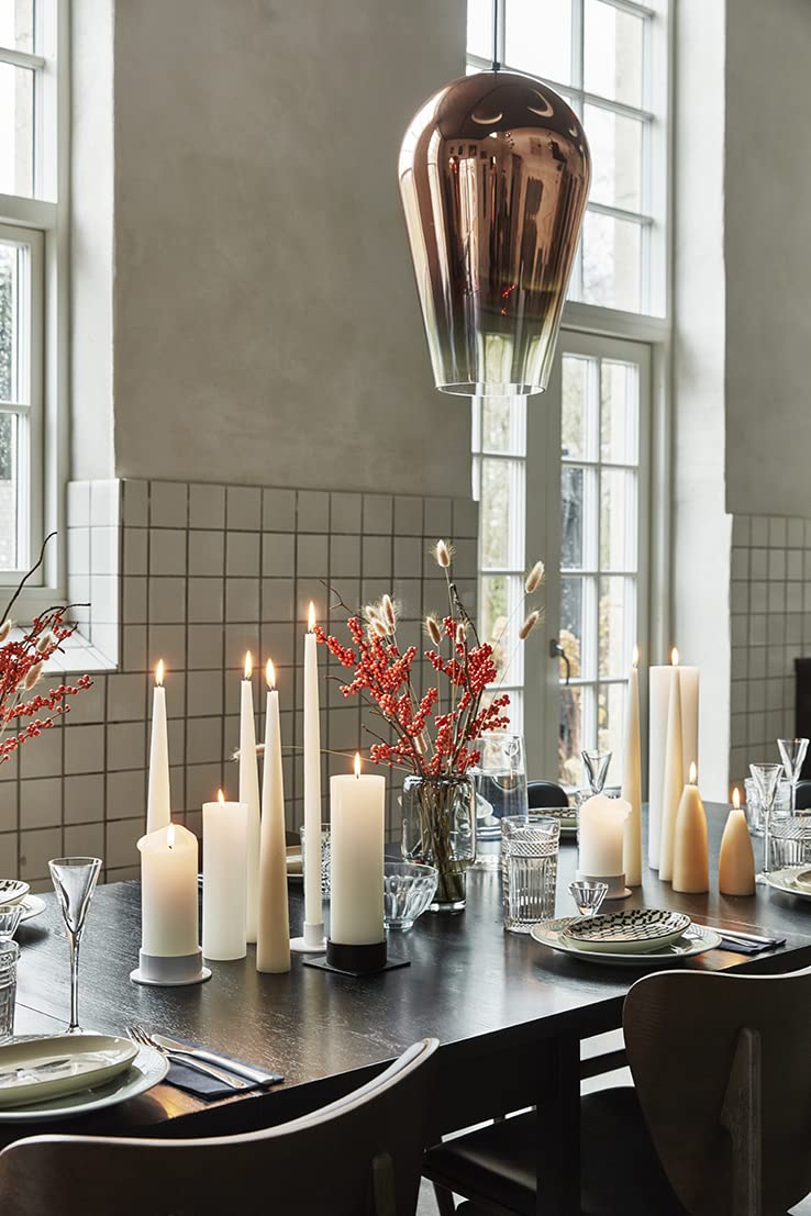 Kunstindustrien® Ivory Taper Candles – Set of 4, 13.8" – Made in Denmark, Long Burning Candles 15h, Unscented & Smokeless Candlesticks – Elegant Tall Candles for Weddings, Dinners & Home Decor (Ivory)