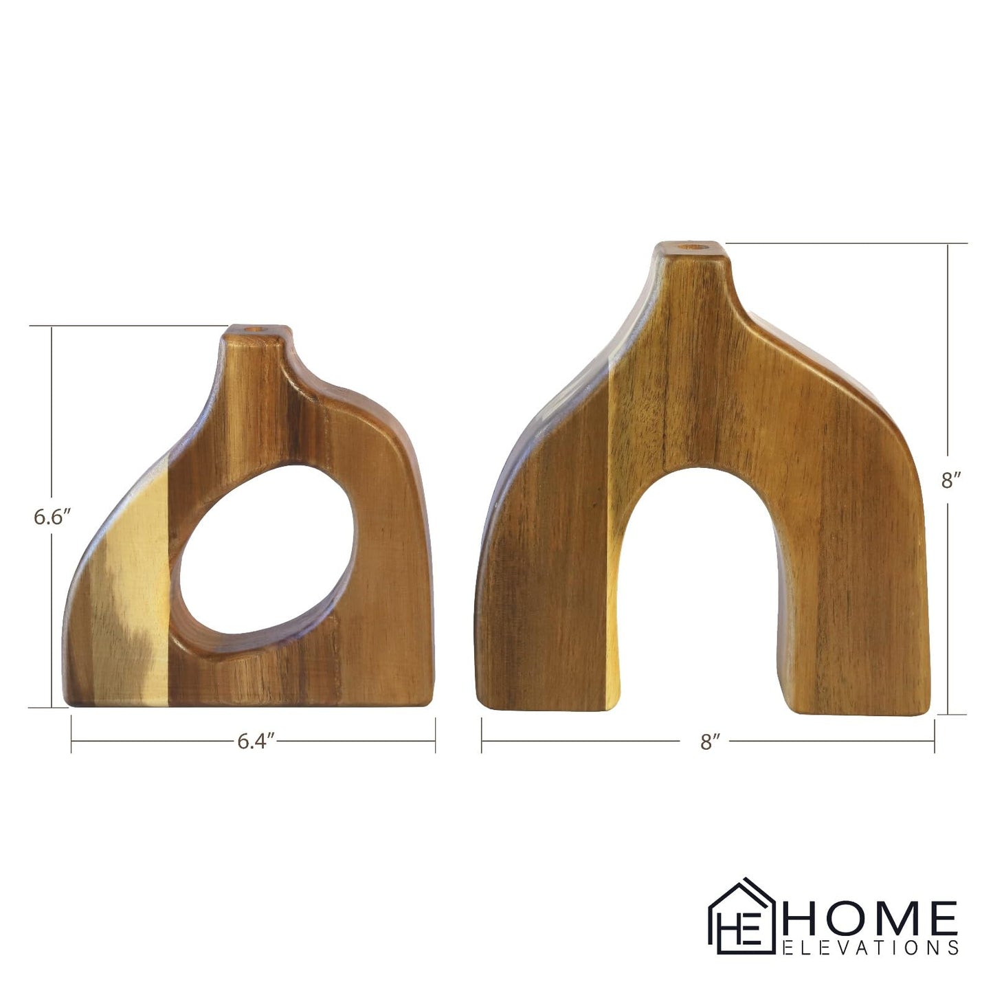 Wooden Vases for Decor Set of 2 - Small Decorative Wood Vase for Faux Flowers & Plants - Modern & Scandinavian Home Decor for Table, Centerpieces, & Living Room