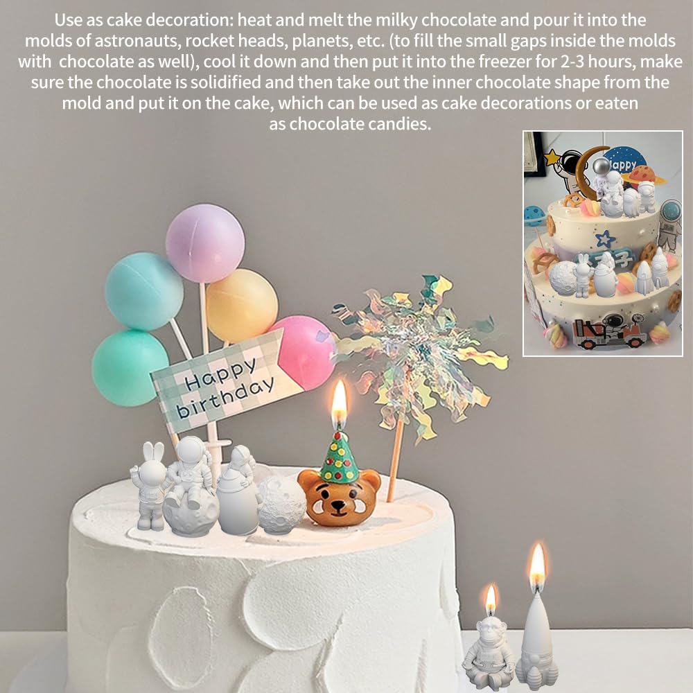 Space Planet Resin Molds Silicone，【2-Piece Set】 Epoxy Resin Space Astronaut Silicone molds,3D Resin Spaceballs Molds, Small Rocket Silicone Model, Space Rabbit DIY Gift Sets for Teens (【Kit 1】)