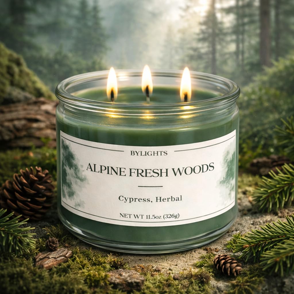 Velvet Apple Ember, Soy Wax Scented Candle, 11.5oz, 3 Wicks (Alpine Fresh Woods)