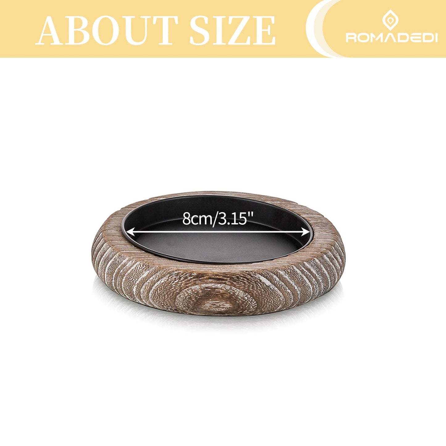 Romadedi Wood Candle Holder Farmhouse Decor - Pillar Candle Holders for Table Centerpiece Small Tray Riser Set of 4 Round Wooden Plate Pedestal Stand for Coffee Table Home Living Room, Whitewash