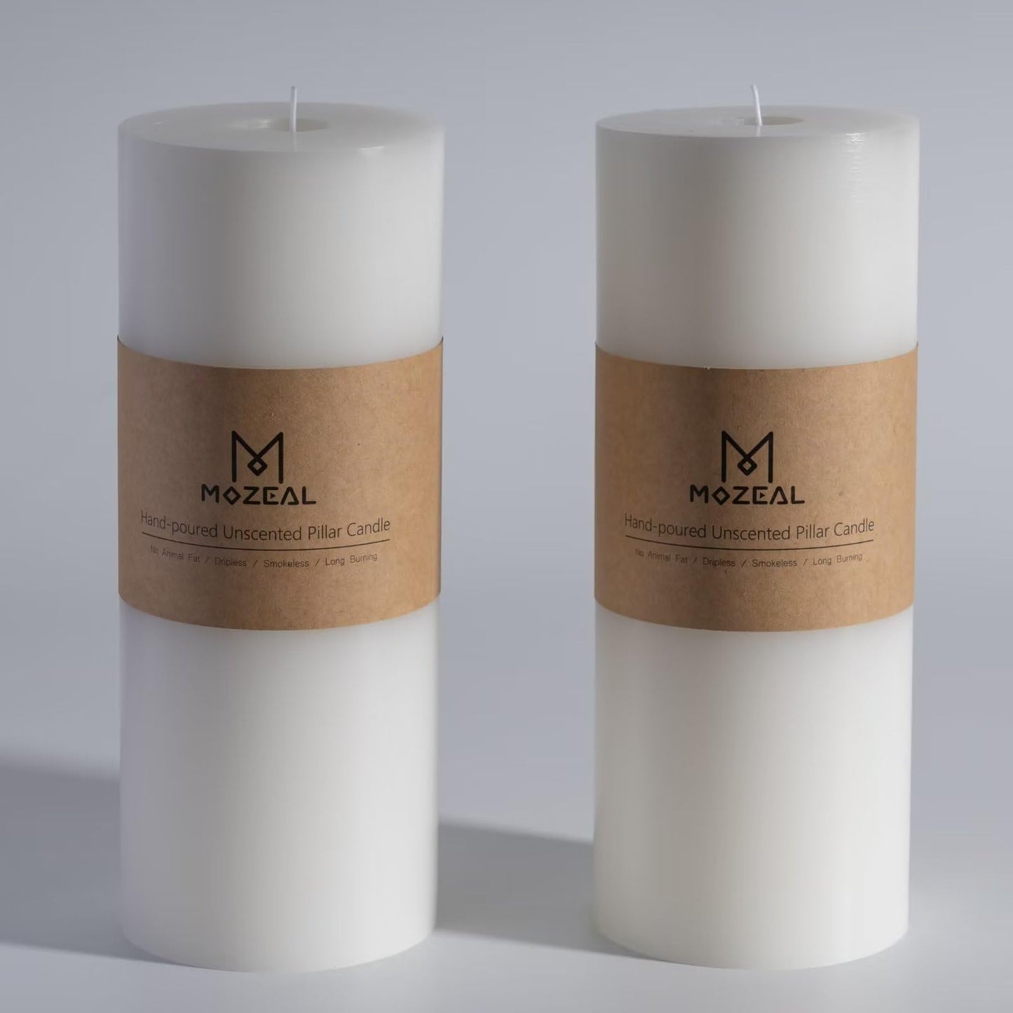 MOZEAL 4" x 10" Extra-Large White Pillar Candles (Set of 2), Unscented,Dripless, Smokeless,Long Clean-Burning,These Tall 10 inch Large White Pillar Candles Perfect for Weddings and Christmas Decor