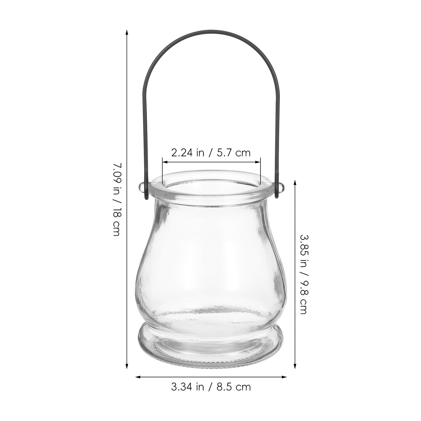 Angoily 4pcs Hanging Glass Candle Holders with Handles Clear Glass Vase Hydroponic Planters Home Decorative Candlesticks