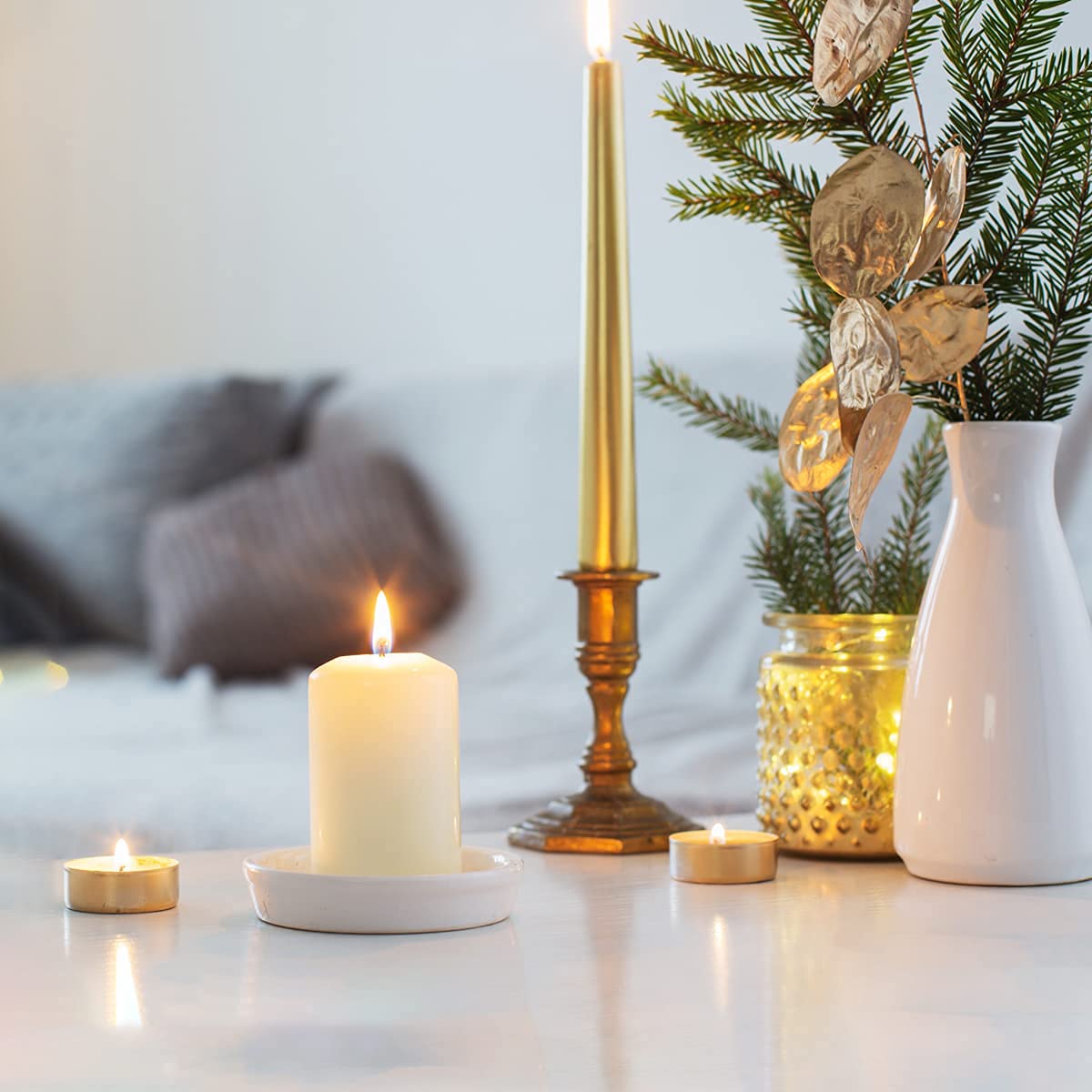12 Pack Ivory 2x3 Inch Pillar Candles, 22 Hours Unscented Column Candles, Dripless Smokeless Unscented Candles for Home Weddings Restaurant Spa Church and Emergency
