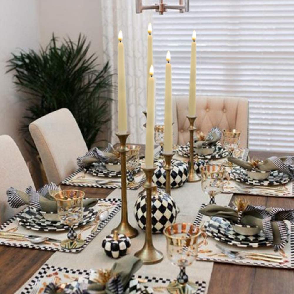 NONNO & ZGF 10 Pack Flameless Taper Candles, Ivory Wax Coverd, 11-Inch, LED Battery Flickering Bright Candle with 2 Remote Controls, Timer, for Wedding, Family Dinner, Party, Festive or Home Decor