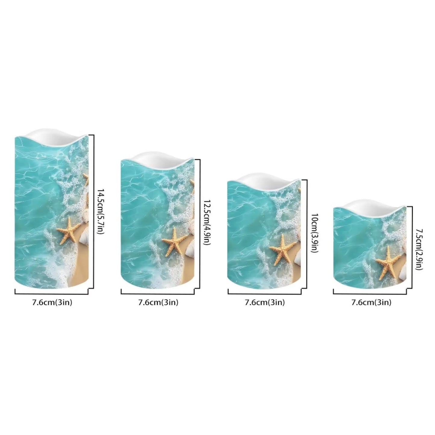 Cozeyat Beach Wave Flameless Candles Set of 4 Battery Powered LED with Remote Timer Flickering for Home Garden Table Beach Decoration
