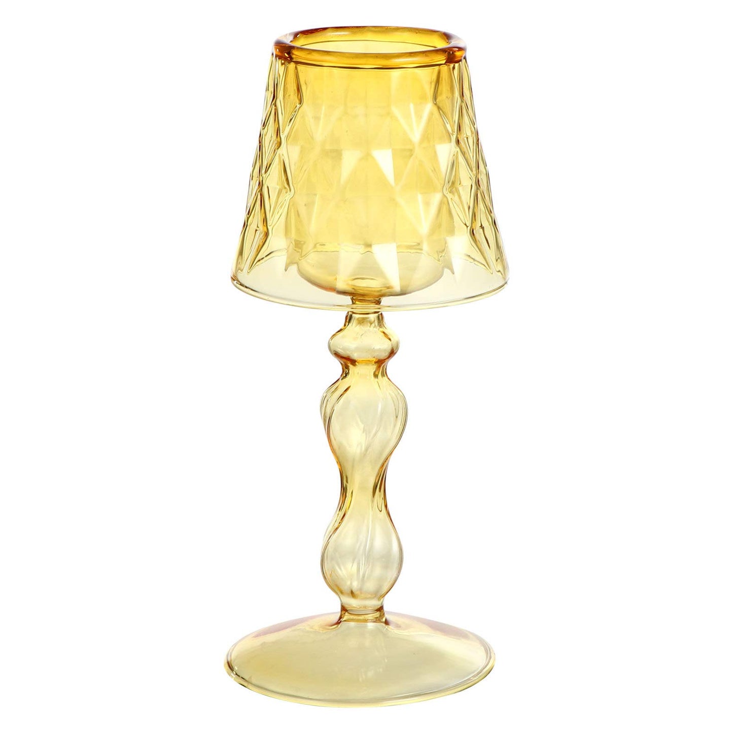 Uonlytech Glass Candlestick Holder 7.48 Inch Clear Decorative Candle Stand for Home Bedroom Office Table Centerpiece Modern Candleholder