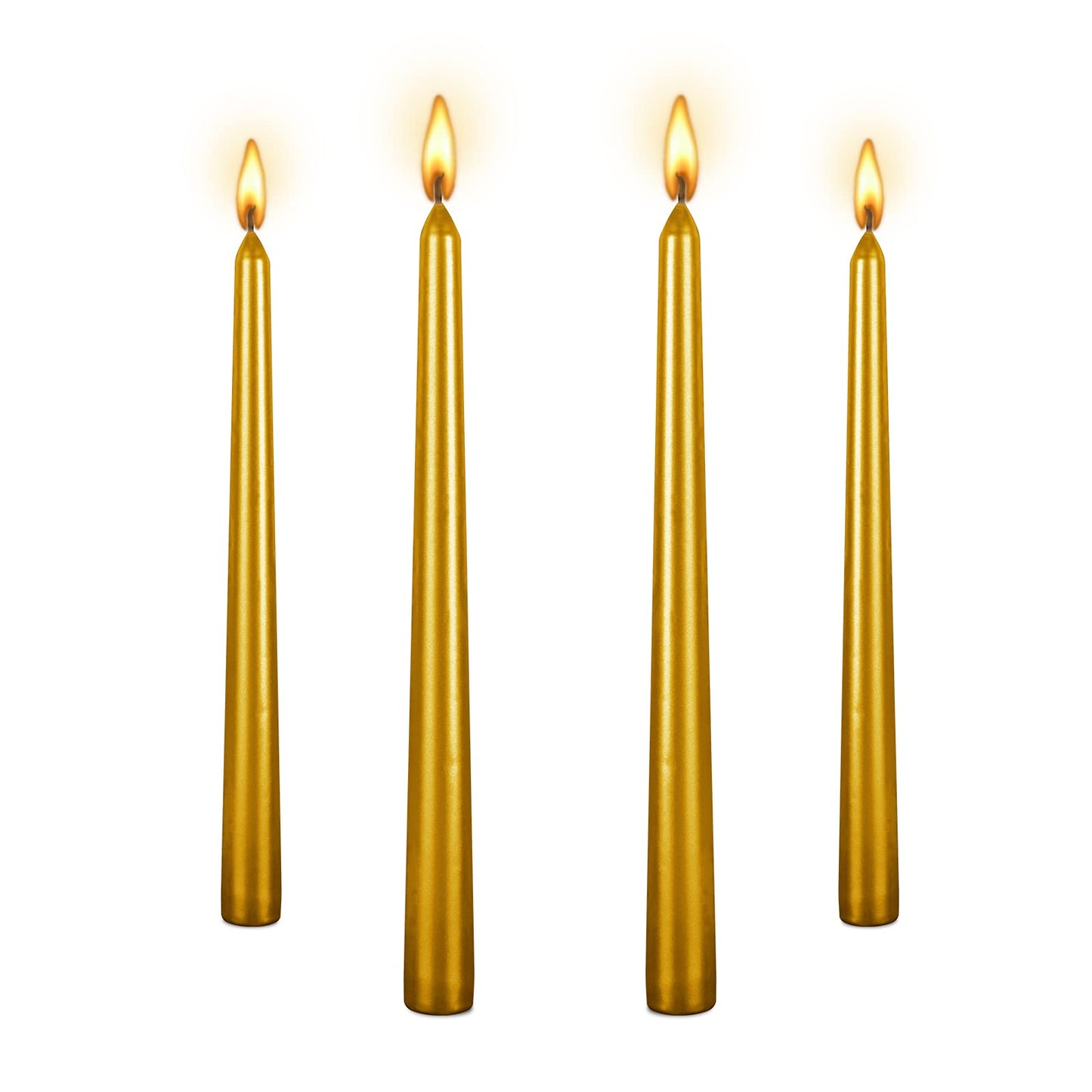 10 Inch Tall Tapered Spiral Candles, 8 Hrs, Tasteless & Smokeless, Long Tall Candlesticks for Home Dinner, Party, Wedding, Halloween, Christmas (4, Gold, 25cm)