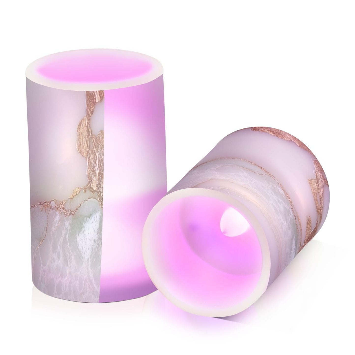 Flameless Candles Battery Operated Led Pillar Candles for Table Marble White White