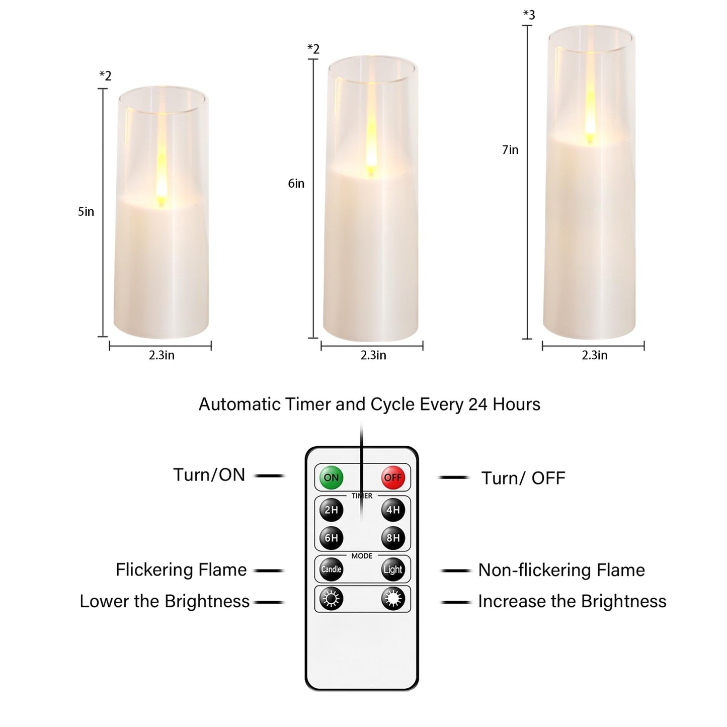 kakoya Flameless LED Candles Upgraded Realistic Flickering Flame,7Pcs Battery Operated Candles with Remote Timers,LED Pillar Candles for Home Decor,Christmas,and Parties（White）