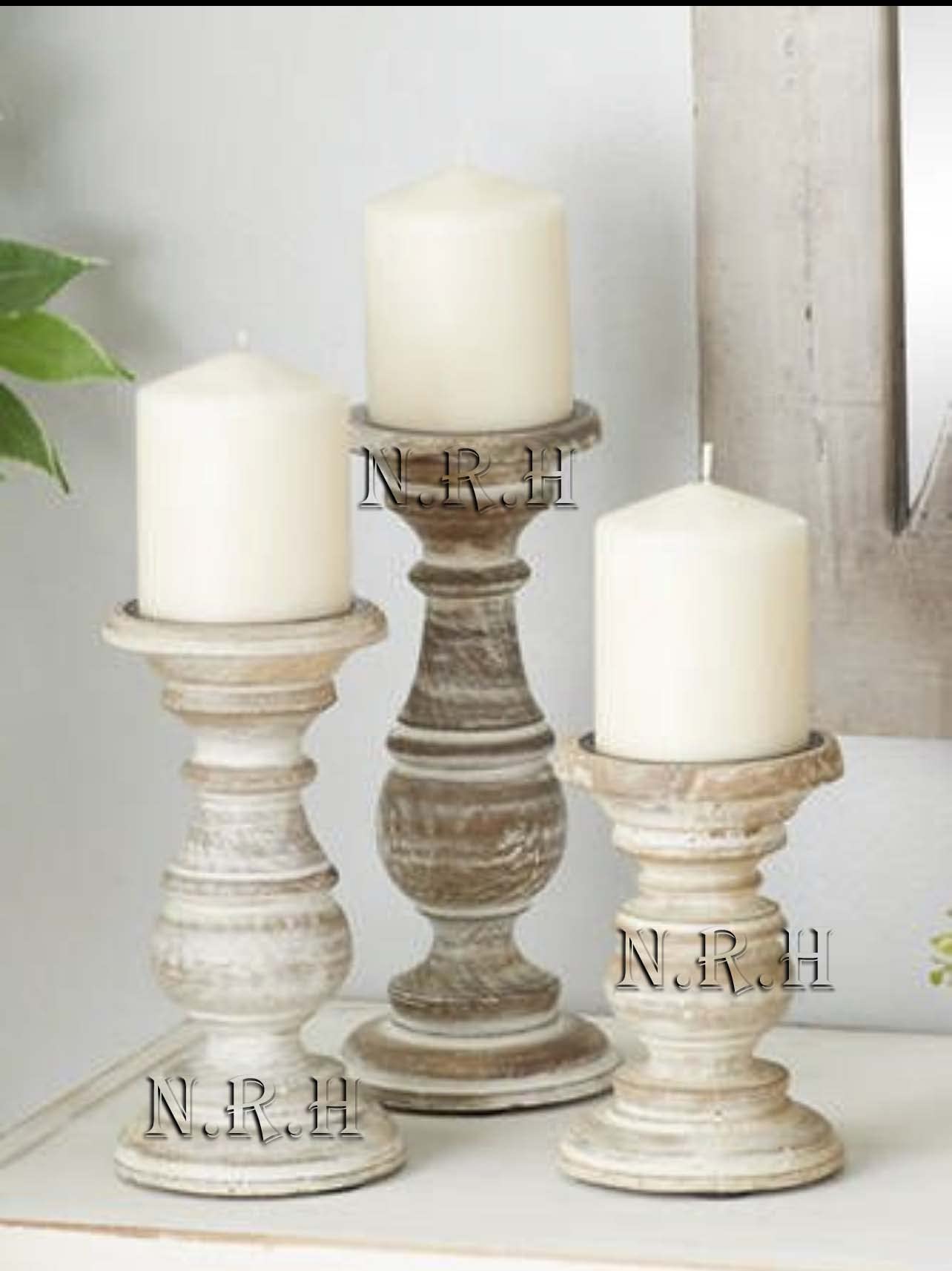 Antique Textured Candle Holder Stand Wooden, Candle Pillar Stand for Country Style, Reiki, Aromatherapy, Spa, Living Room, Sustaibalbe Wooden Home Table Decor