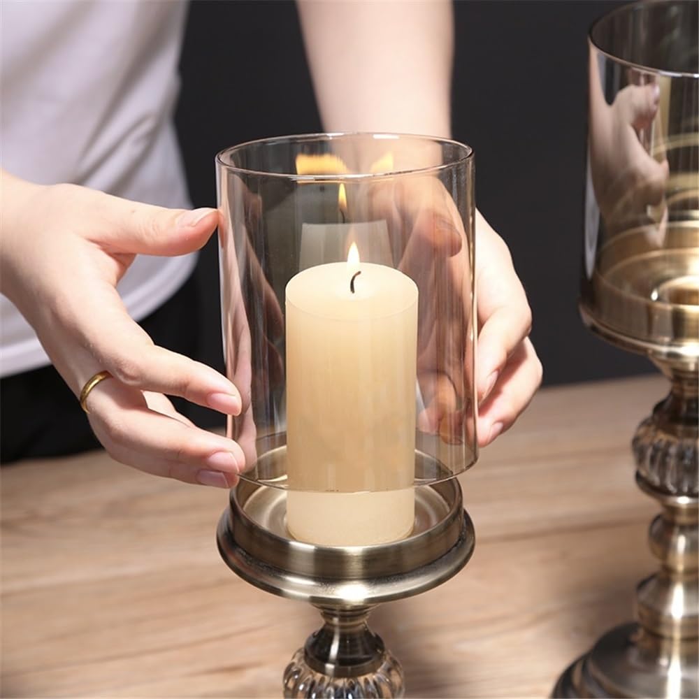 cfycfy987 Candelabra 2 Pcs Retro Metal Glass Candle Holder Luxury Dining Table Decoration Candlestick Candle Sticks Holder