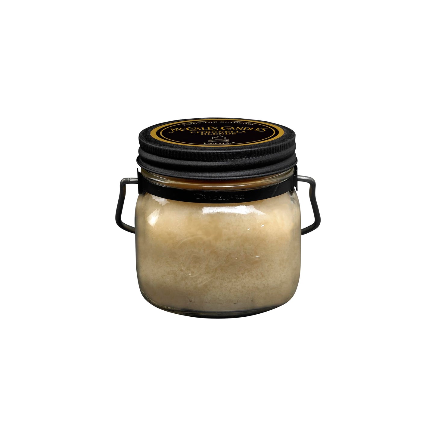 McCall’s Candles | Vanilla Citronella | 16 oz Two-Wick Scented Candle | USA-Poured | Vintage Mason Jar with Carrying Handle | Outdoor Patio Candle with Fresh Vanilla & Citrus
