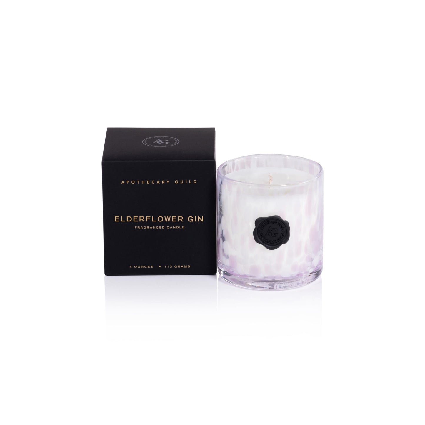 Zodax Apothecary Guild Scented Opal Glass Jar Candle in Gift Box- 4 oz - Elderflower Gin