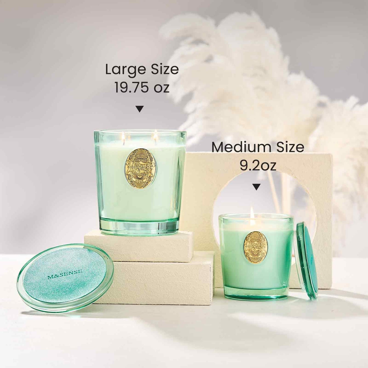 M&SENSE Eucalyptus Mint Aromatherapy Scented Candle for Relaxation |Soy Wax Candle | Calming & Stress Relief | 9.2 OZ, 50-Hour Burn Time | Natural Scent for Home, Office, Gift