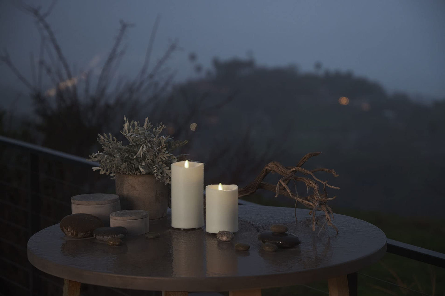 Luminara Realistic Artificial Moving Flame Outdoor Pillar Candle - Moving Flame LED Battery Operated Lights for Outside Christmas, Thanksgiving - Remote Ready - Remote Sold Separately - 3.25" x 5"