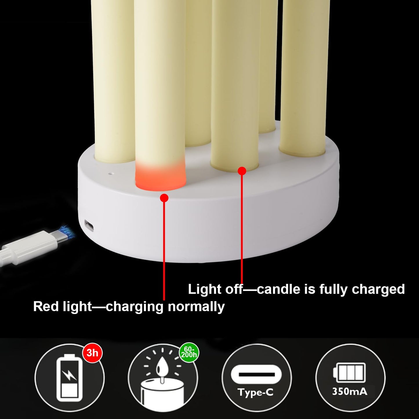 Homemory Rechargeable Waxy Flameless Taper Candles, 9.6 Inches LED Candle Sticks Flickering, Window Candles with Remote Timer Dimmer for Christmas Wedding Home Decor, Ivory, 6 Pcs